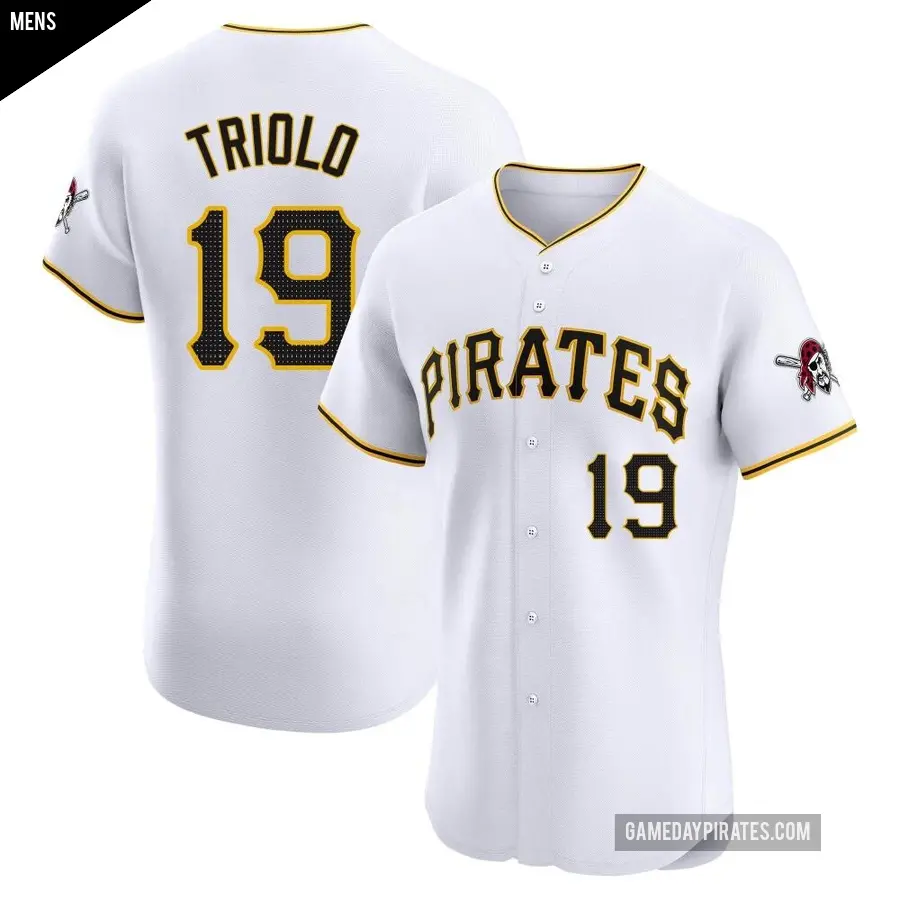 Men's Pittsburgh Pirates ＃19 Jared Triolo Elite White Home Jersey