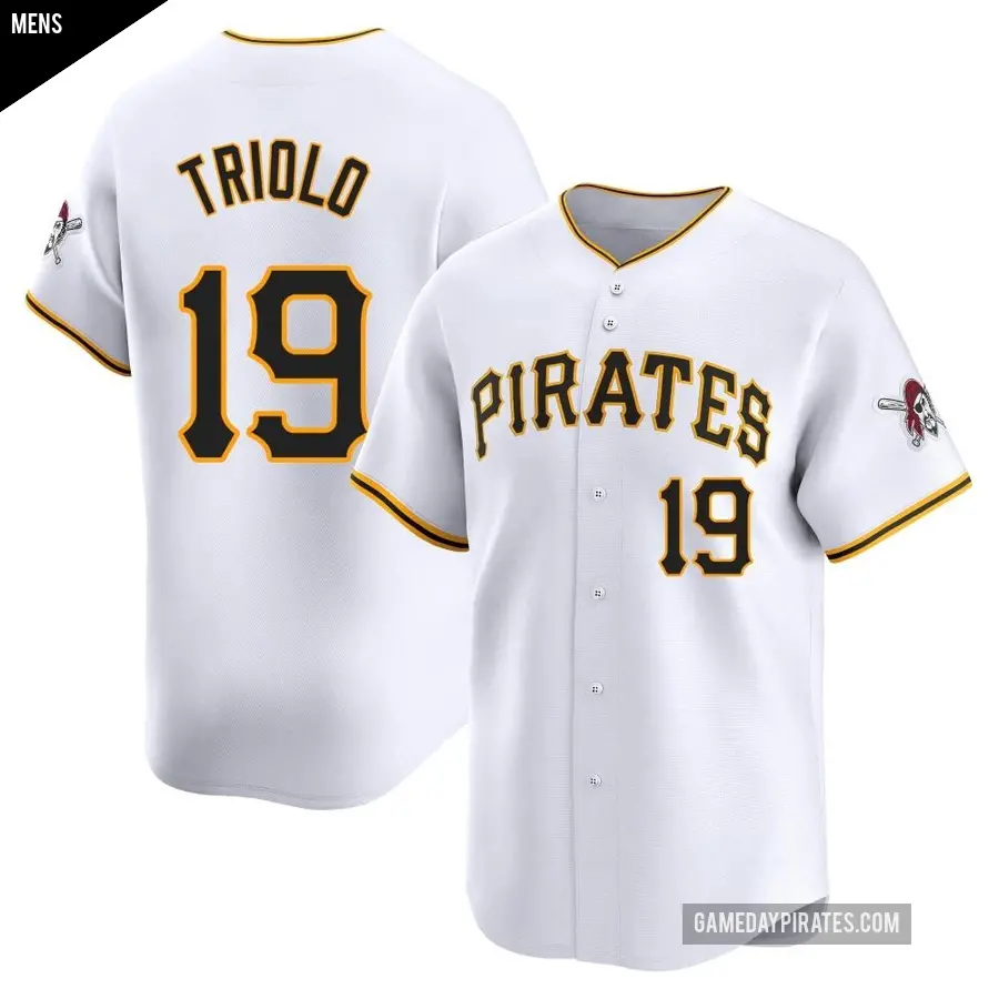 Men's Pittsburgh Pirates ＃19 Jared Triolo Limited White Home Jersey