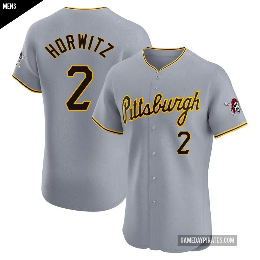 Men's Pittsburgh Pirates ＃2 Spencer Horwitz Elite Gray Road Jersey