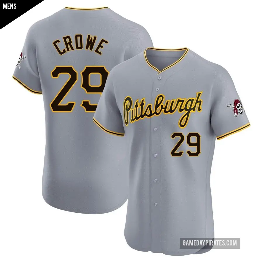 Men's Pittsburgh Pirates ＃29 Wil Crowe Elite Gray Road Jersey