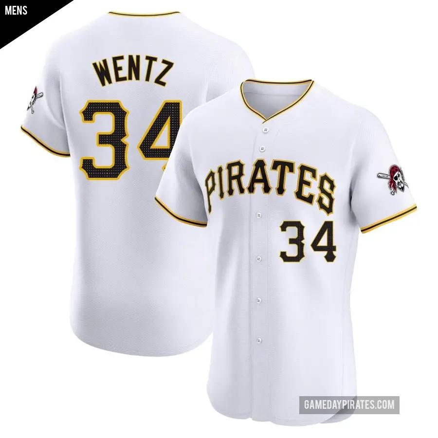 Men's Pittsburgh Pirates ＃34 Joey Wentz Elite White Home Jersey