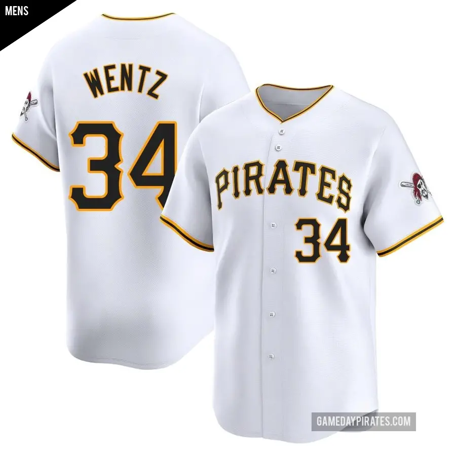 Men's Pittsburgh Pirates ＃34 Joey Wentz Limited White Home Jersey