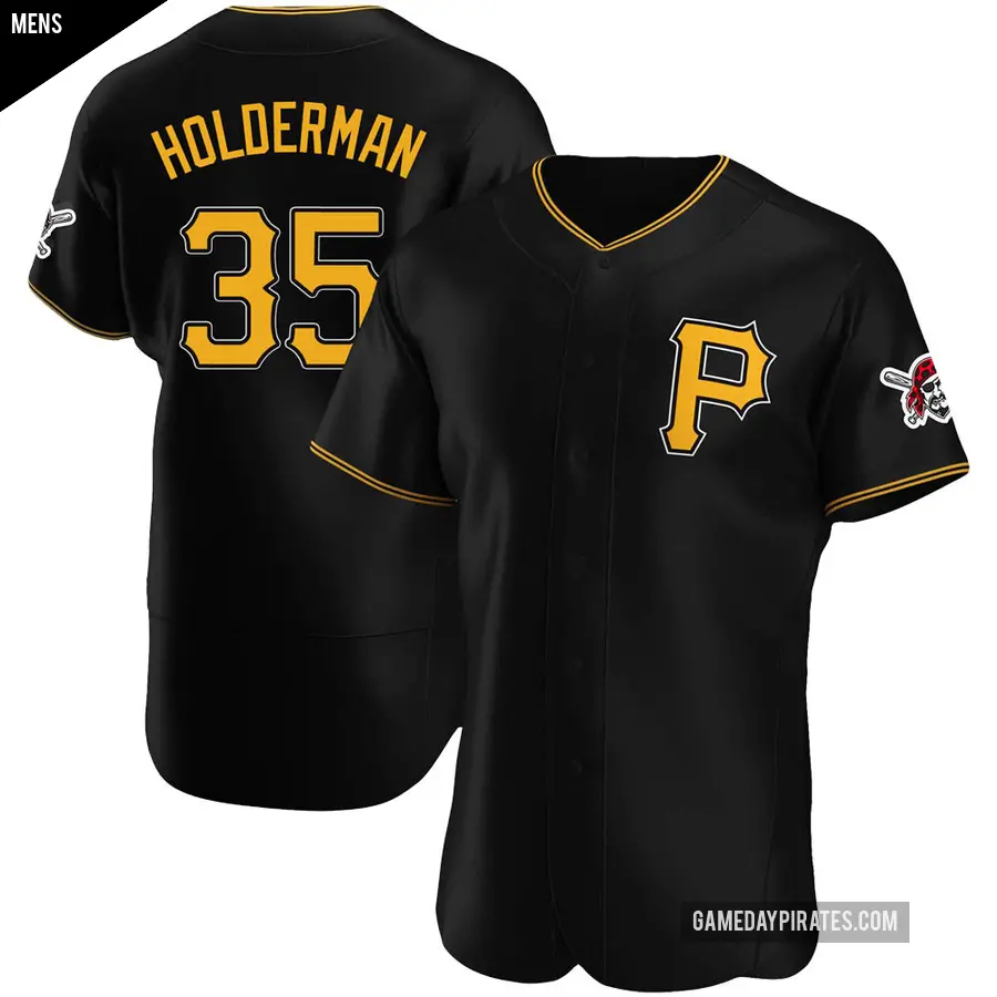 Men's Pittsburgh Pirates ＃35 Colin Holderman Authentic Black Alternate Jersey