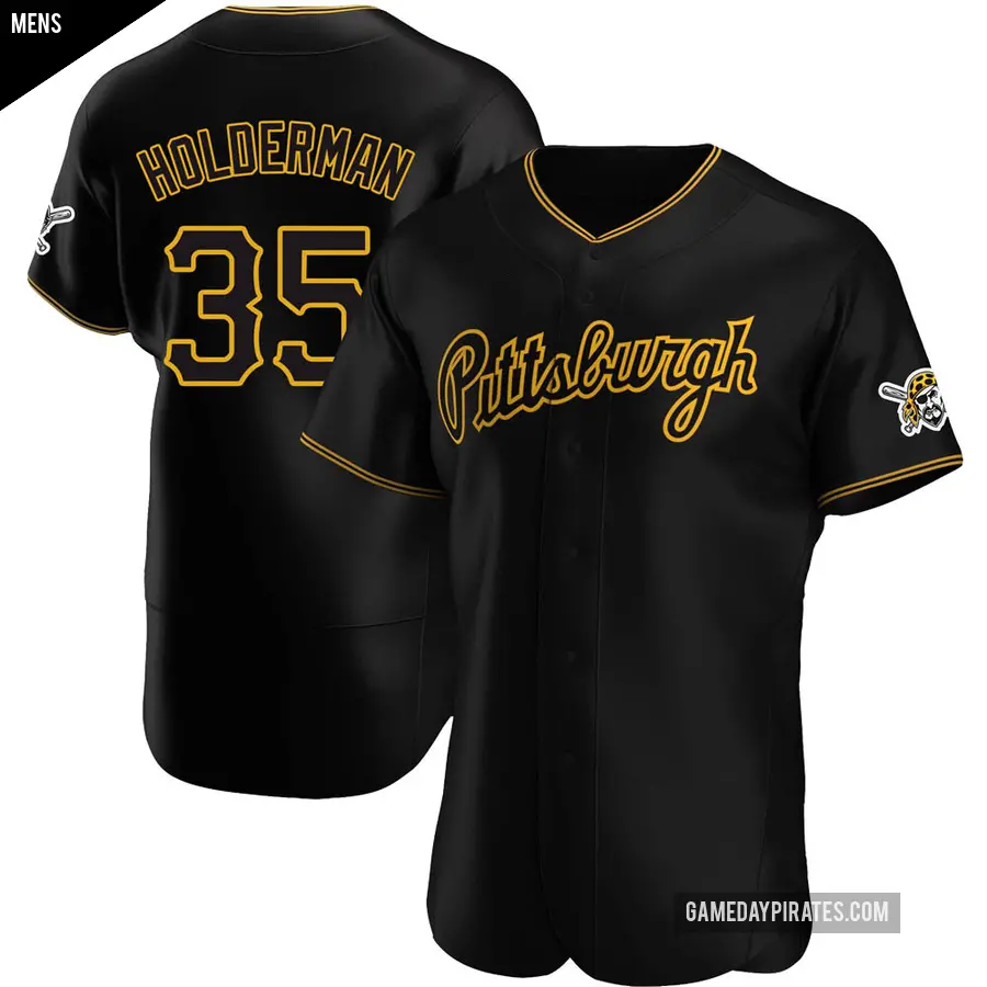 Men's Pittsburgh Pirates ＃35 Colin Holderman Authentic Black Alternate Team Jersey