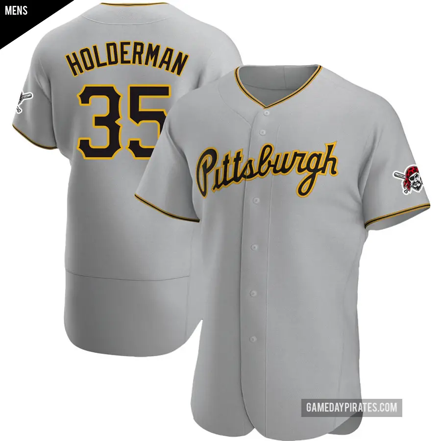 Men's Pittsburgh Pirates ＃35 Colin Holderman Authentic Gray Road Jersey