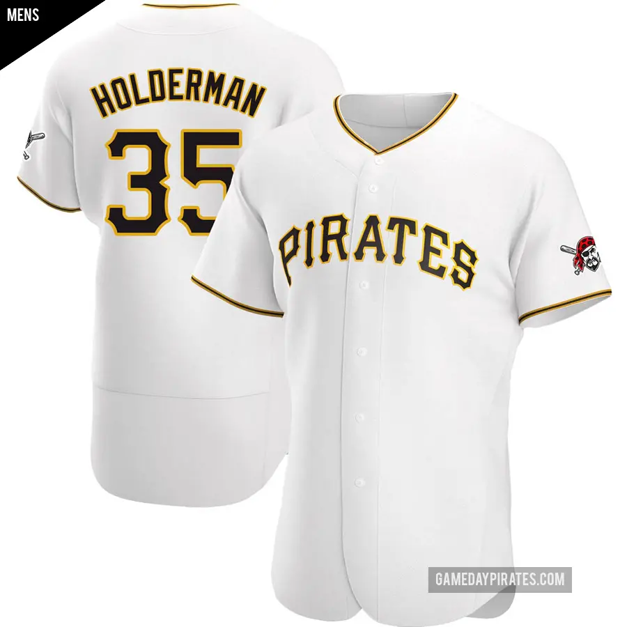 Men's Pittsburgh Pirates ＃35 Colin Holderman Authentic White Home Jersey