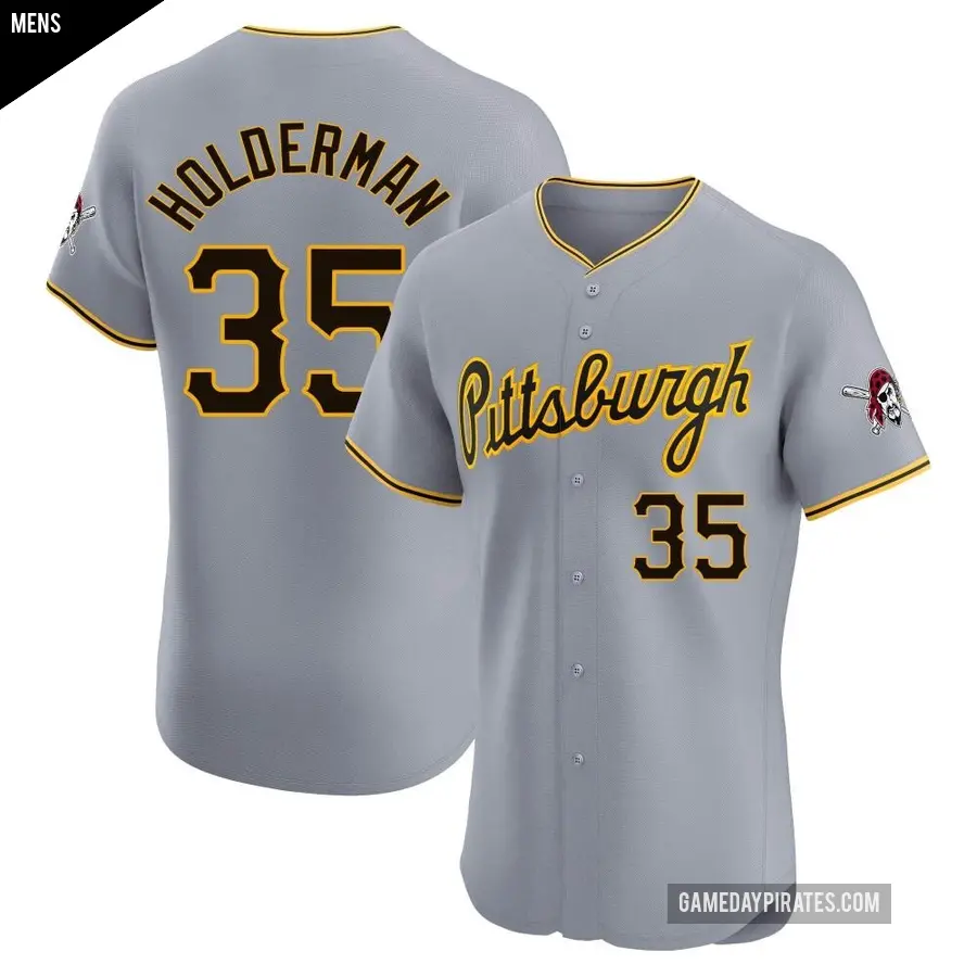 Men's Pittsburgh Pirates ＃35 Colin Holderman Elite Gray Road Jersey