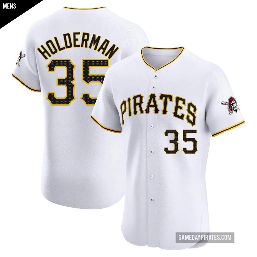 Men's Pittsburgh Pirates ＃35 Colin Holderman Elite White Home Jersey