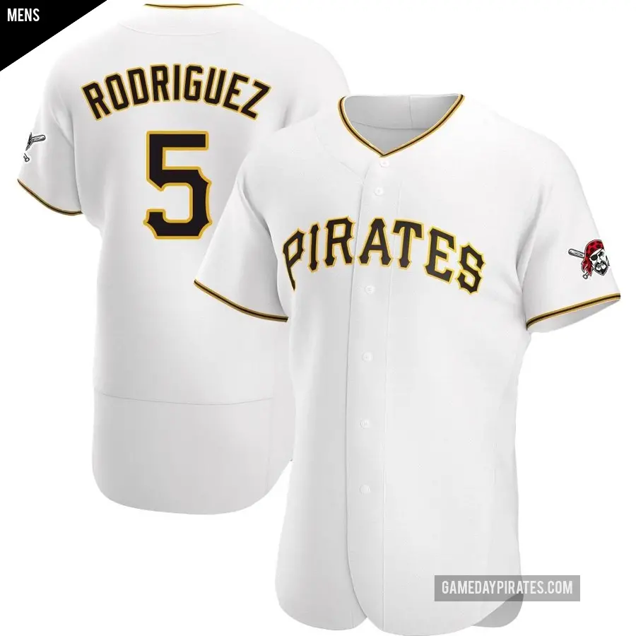 Men&#039;s Pittsburgh Pirates &#65283;5 Endy Rodriguez Authentic White Home Jersey