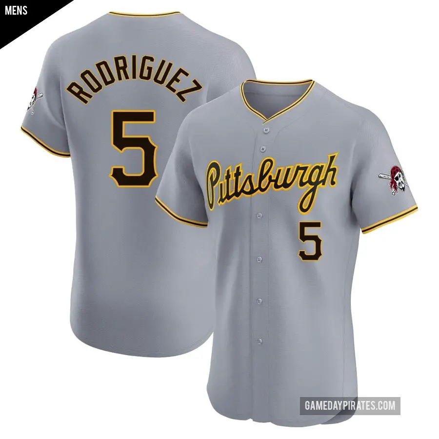 Men's Pittsburgh Pirates ＃5 Endy Rodriguez Elite Gray Road Jersey