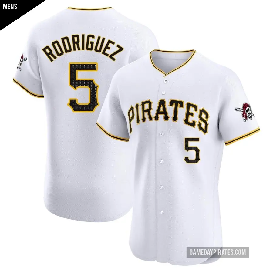Men's Pittsburgh Pirates ＃5 Endy Rodriguez Elite White Home Jersey
