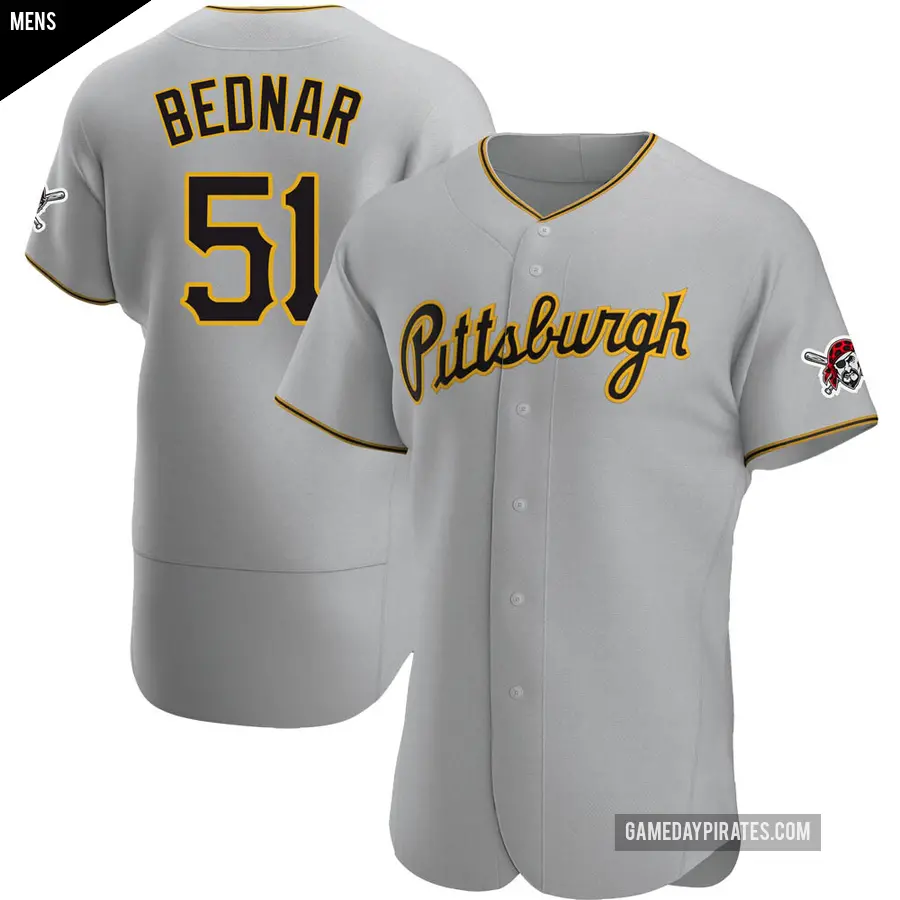 Men&#039;s Pittsburgh Pirates &#65283;51 David Bednar Authentic Gray Road Jersey