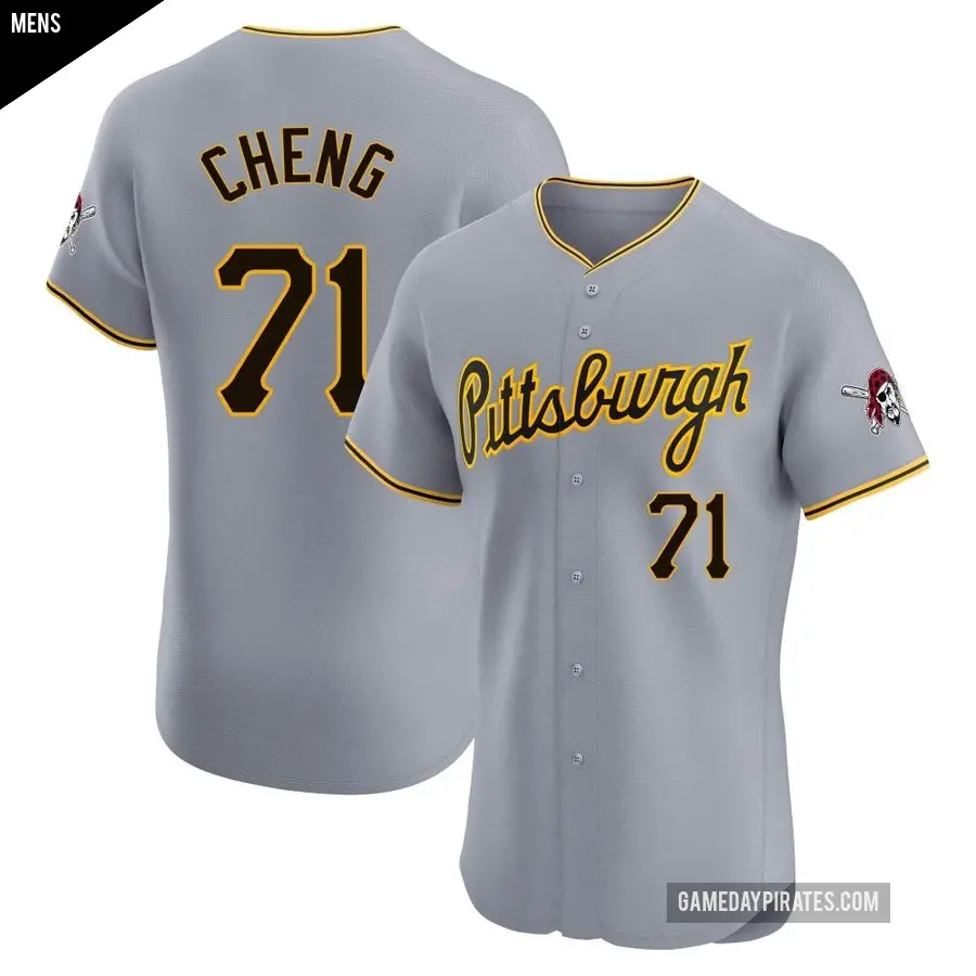 Men's Pittsburgh Pirates ＃71 Tsung-Che Cheng Elite Gray Road Jersey