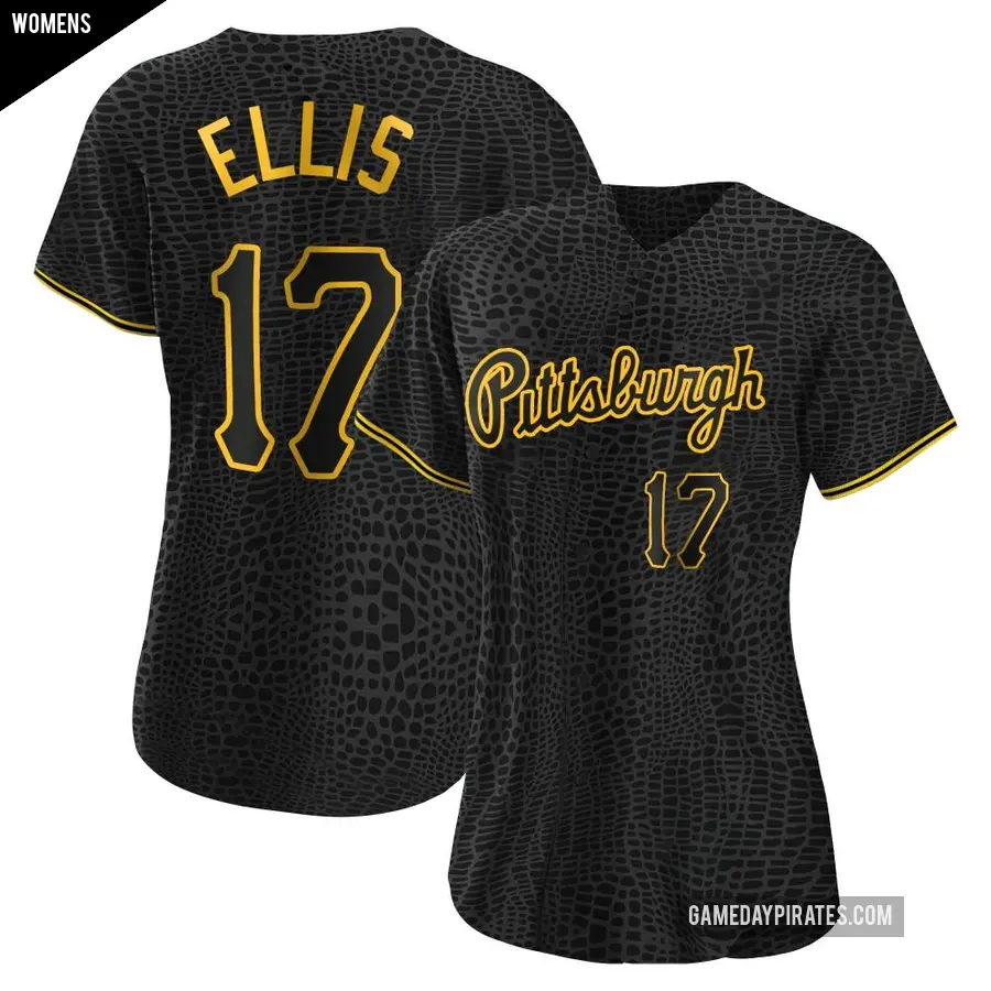 Women's Pittsburgh Pirates ＃17 Dock Ellis Authentic Black Snake Skin City Jersey