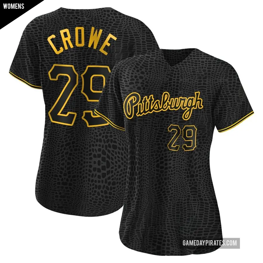 Women's Pittsburgh Pirates ＃29 Wil Crowe Authentic Black Snake Skin City Jersey