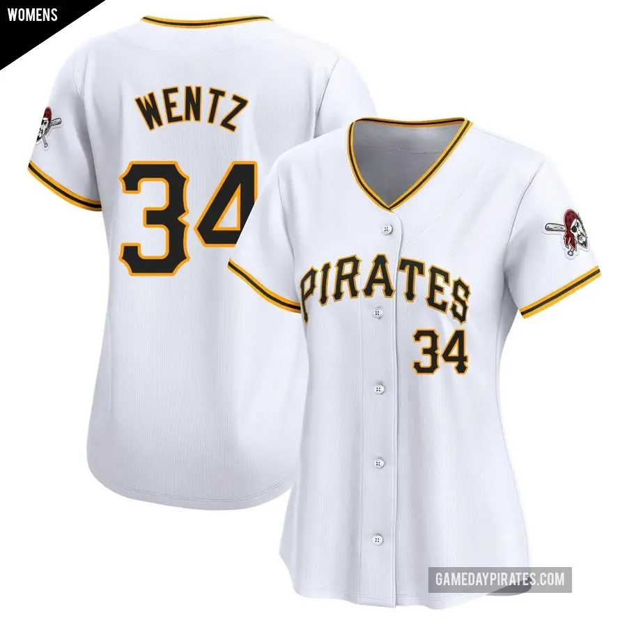 Women's Pittsburgh Pirates ＃34 Joey Wentz Limited White Home Jersey