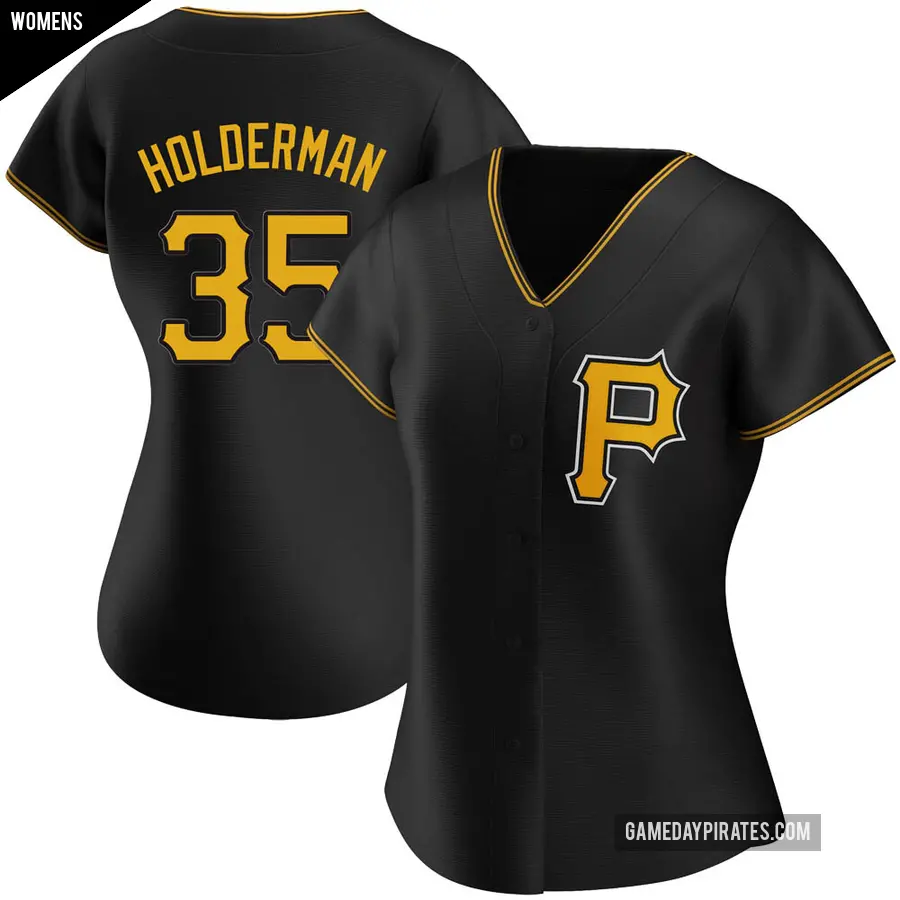 Women's Pittsburgh Pirates ＃35 Colin Holderman Authentic Black Alternate Jersey