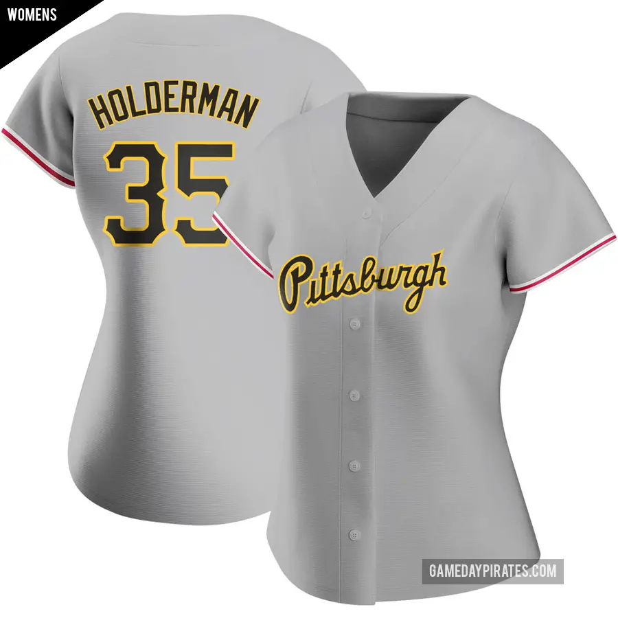 Women's Pittsburgh Pirates ＃35 Colin Holderman Authentic Gray Road Jersey