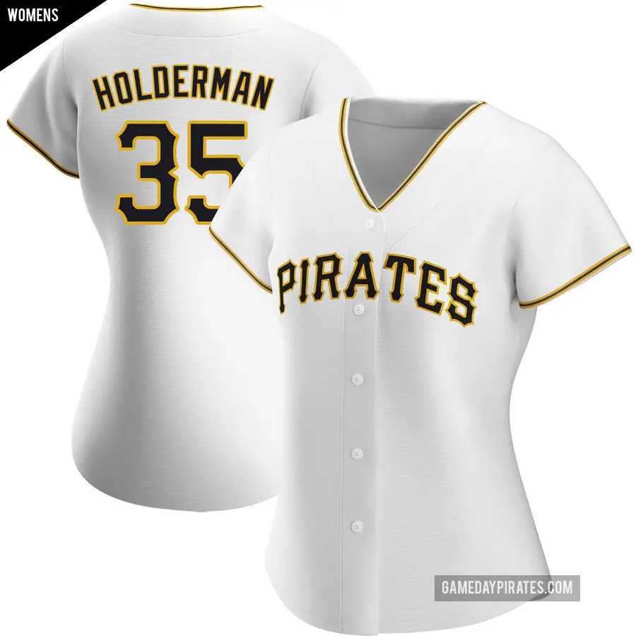 Women's Pittsburgh Pirates ＃35 Colin Holderman Authentic White Home Jersey