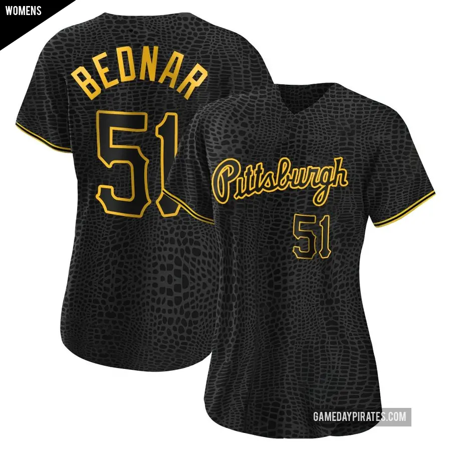 Women's Pittsburgh Pirates ＃51 David Bednar Authentic Black Snake Skin City Jersey