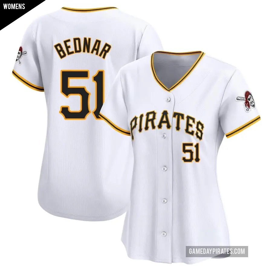 Women's Pittsburgh Pirates ＃51 David Bednar Limited White Home Jersey