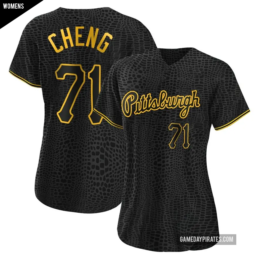 Women's Pittsburgh Pirates ＃71 Tsung-Che Cheng Authentic Black Snake Skin City Jersey