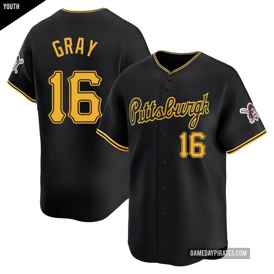 Youth Pittsburgh Pirates ＃16 Tristan Gray Limited Black Alternate Jersey