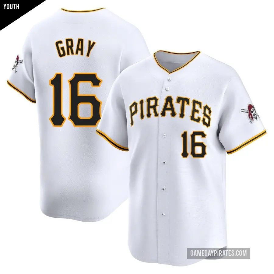 Youth Pittsburgh Pirates ＃16 Tristan Gray Limited White Home Jersey