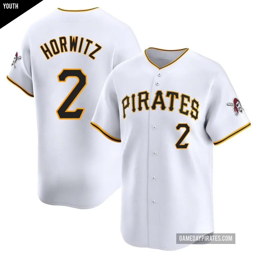 Youth Pittsburgh Pirates ＃2 Spencer Horwitz Limited White Home Jersey