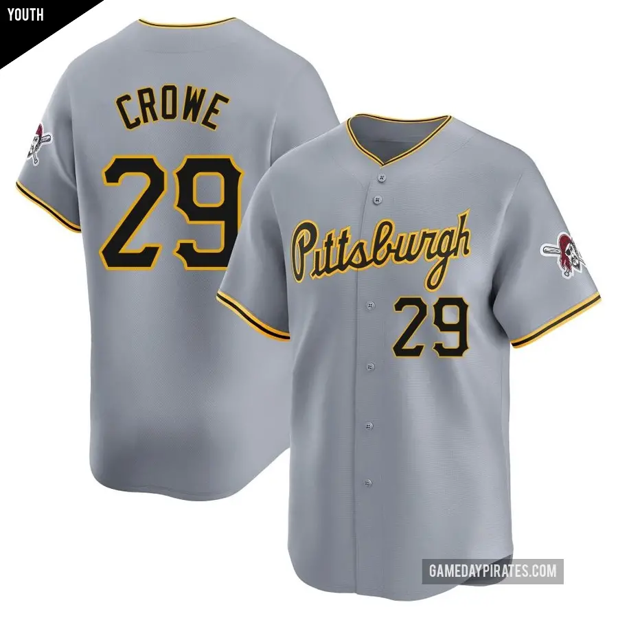Youth Pittsburgh Pirates ＃29 Wil Crowe Limited Gray Away Jersey