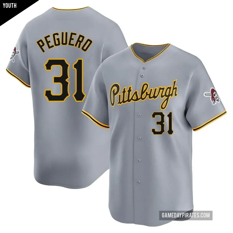Youth Pittsburgh Pirates ＃31 Liover Peguero Limited Gray Away Jersey