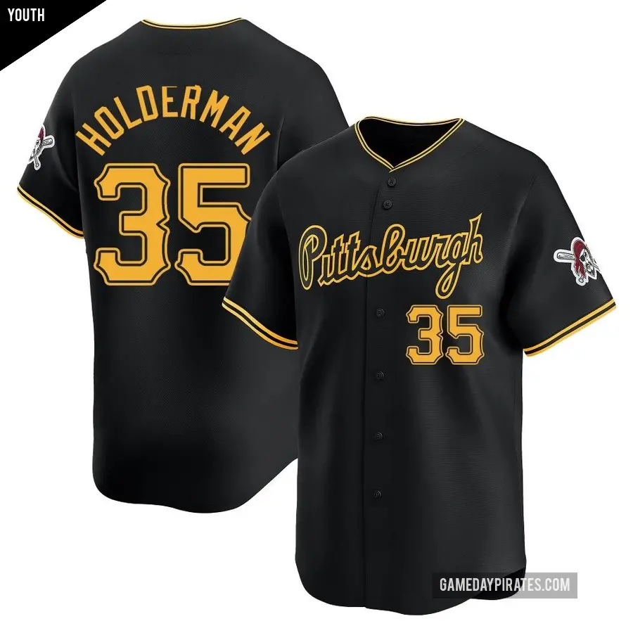 Youth Pittsburgh Pirates ＃35 Colin Holderman Limited Black Alternate Jersey