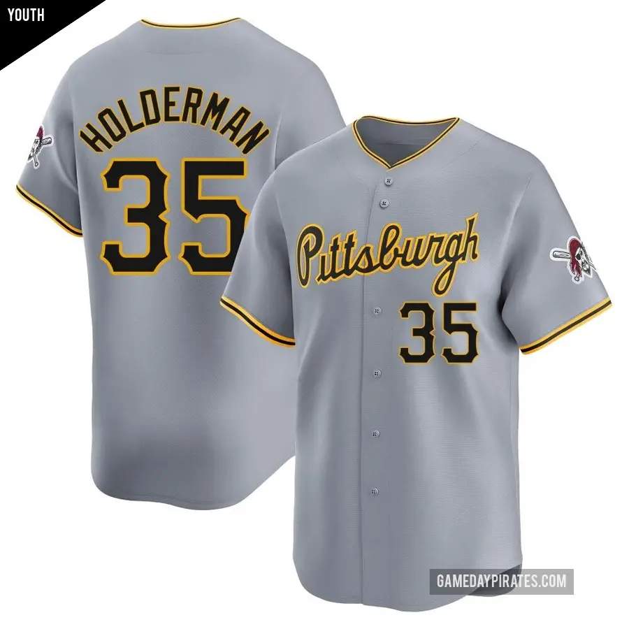Youth Pittsburgh Pirates ＃35 Colin Holderman Limited Gray Away Jersey