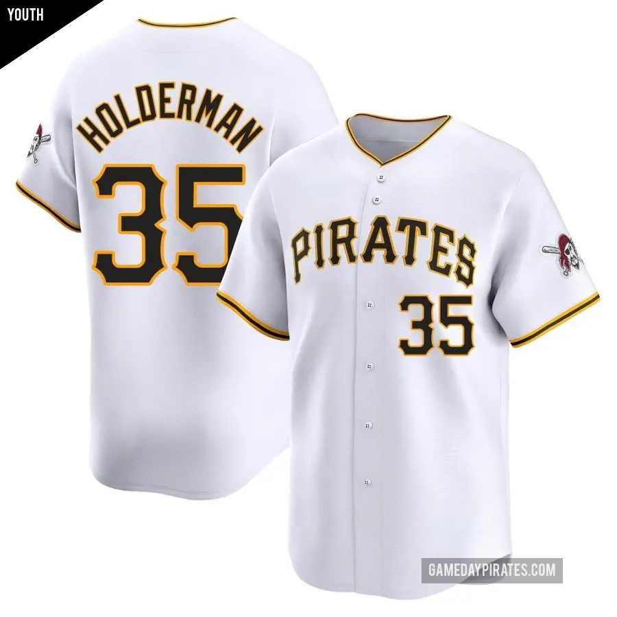 Youth Pittsburgh Pirates ＃35 Colin Holderman Limited White Home Jersey