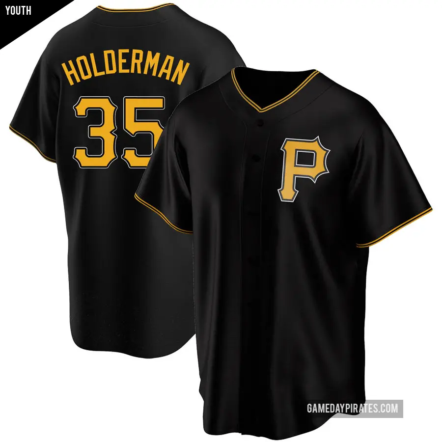 Youth Pittsburgh Pirates ＃35 Colin Holderman Replica Black Alternate Jersey