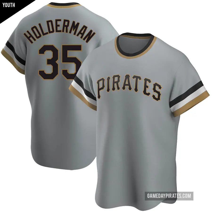 Youth Pittsburgh Pirates ＃35 Colin Holderman Replica Gray Road Cooperstown Collection Jersey