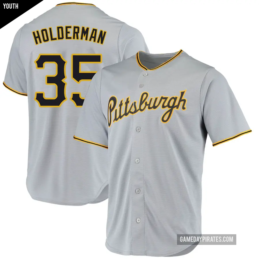 Youth Pittsburgh Pirates ＃35 Colin Holderman Replica Gray Road Jersey