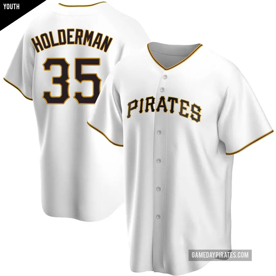 Youth Pittsburgh Pirates ＃35 Colin Holderman Replica White Home Jersey