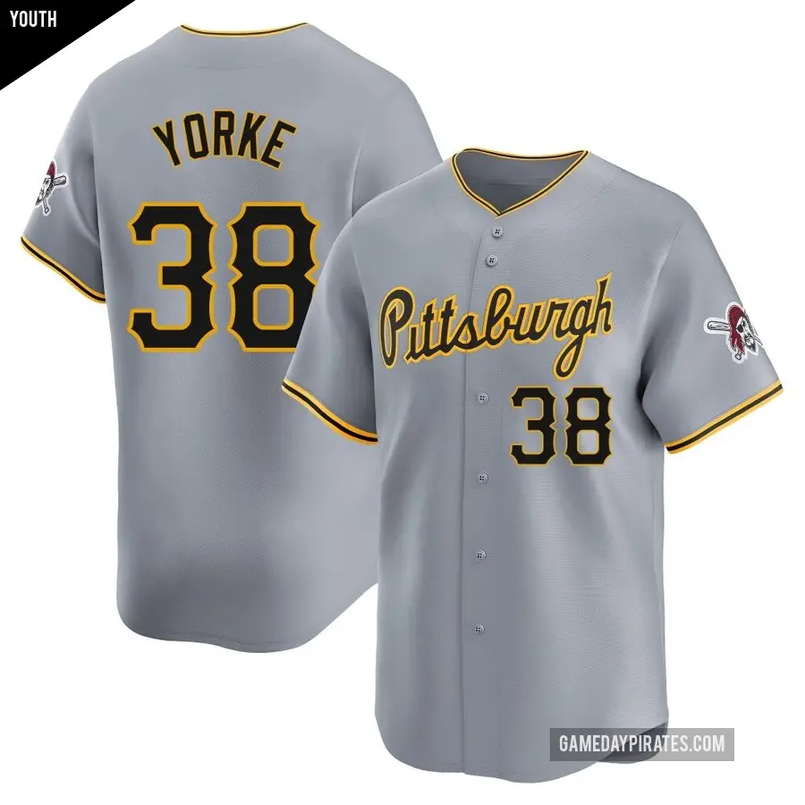 Youth Pittsburgh Pirates ＃38 Nick Yorke Limited Gray Away Jersey