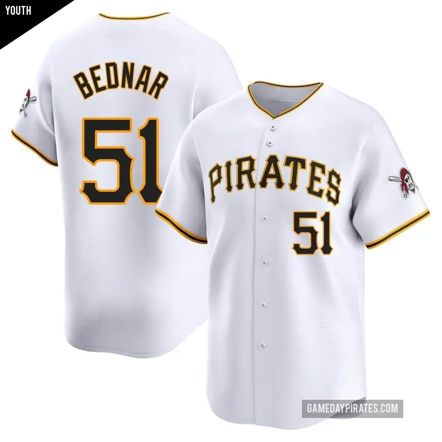 Youth Pittsburgh Pirates ＃51 David Bednar Limited White Home Jersey