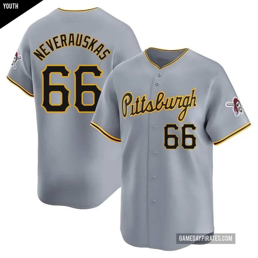 Youth Pittsburgh Pirates ＃66 Dovydas Neverauskas Limited Gray Away Jersey